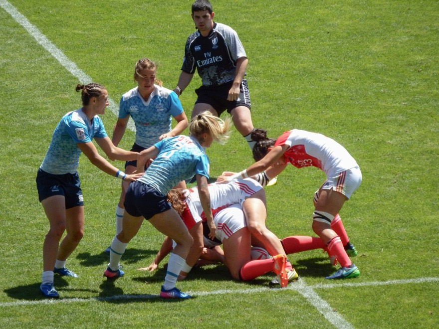 2017 France Women's Sevens ‒ 25 June 2017, Stade Gabriel Montpied. Match between:  France women's national rugby sevens team ‒ Russia women's national rugby sev