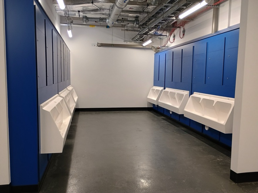 One of the very positive American influences on the design is that there are toilets EVERYWHERE, serving males, females, disabled and baby changing. This is a b