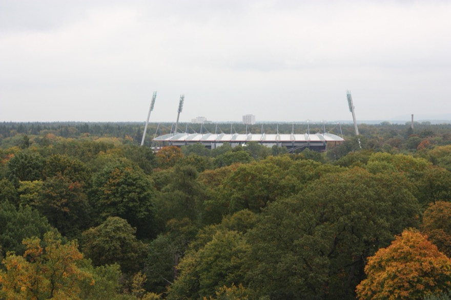 Karlsruhe, view from the tower of the château to the Wildparkstadion
