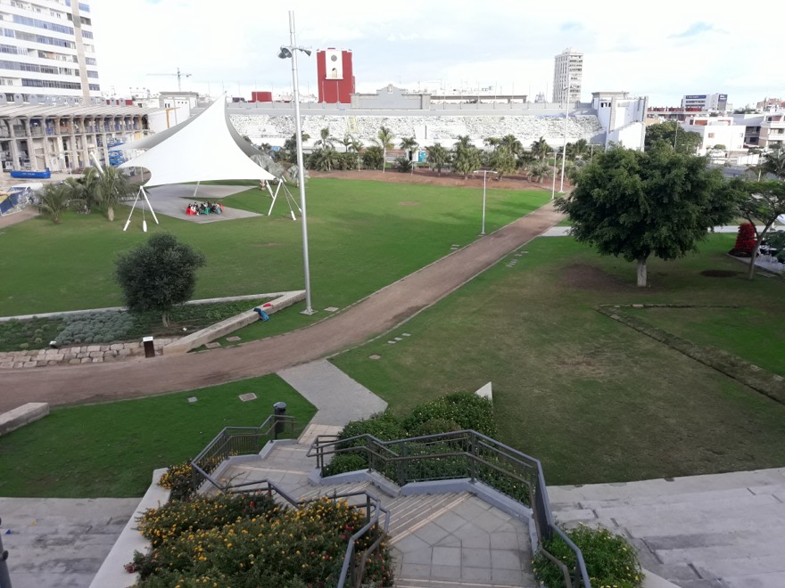 Parque del estadio Insular el Las Palmas de Gran Canaria. Vista desde la antigua grada Curva