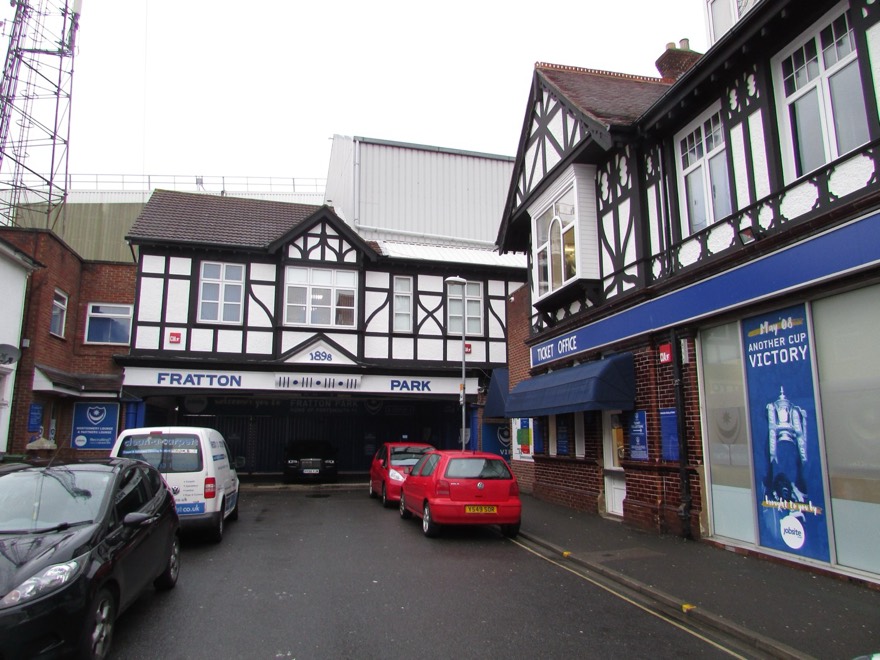 Entrance to Fratton Park (Frogmore Road) The West Stand (Fratton End) and the South Stand are accessed through this old entrance to Fratton Park, the home of Po