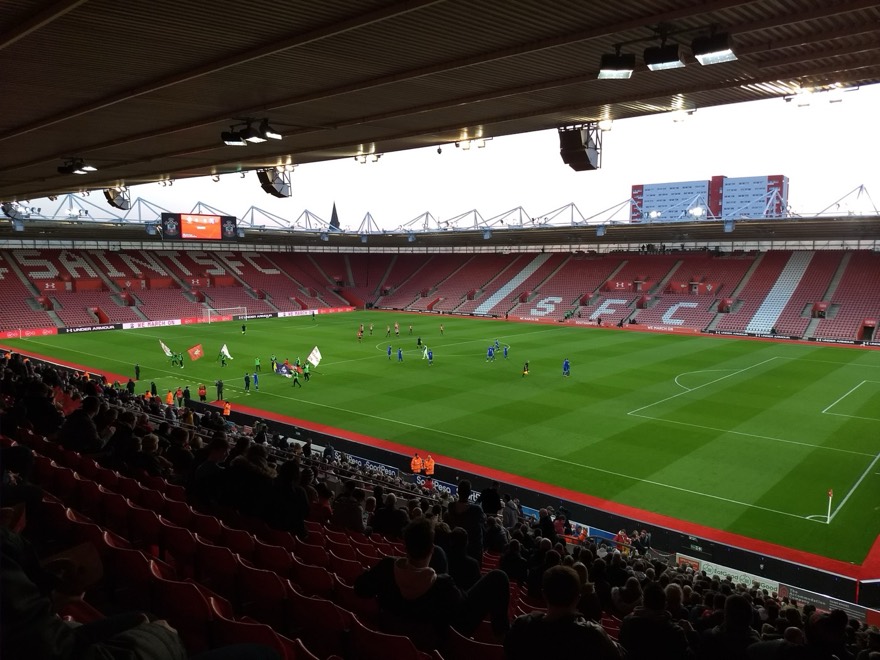 The players taking to the pitch for the semi final of the Premier League International Cup match between Southampton Under 23s and Dinamo Zagreb II at St Mary's