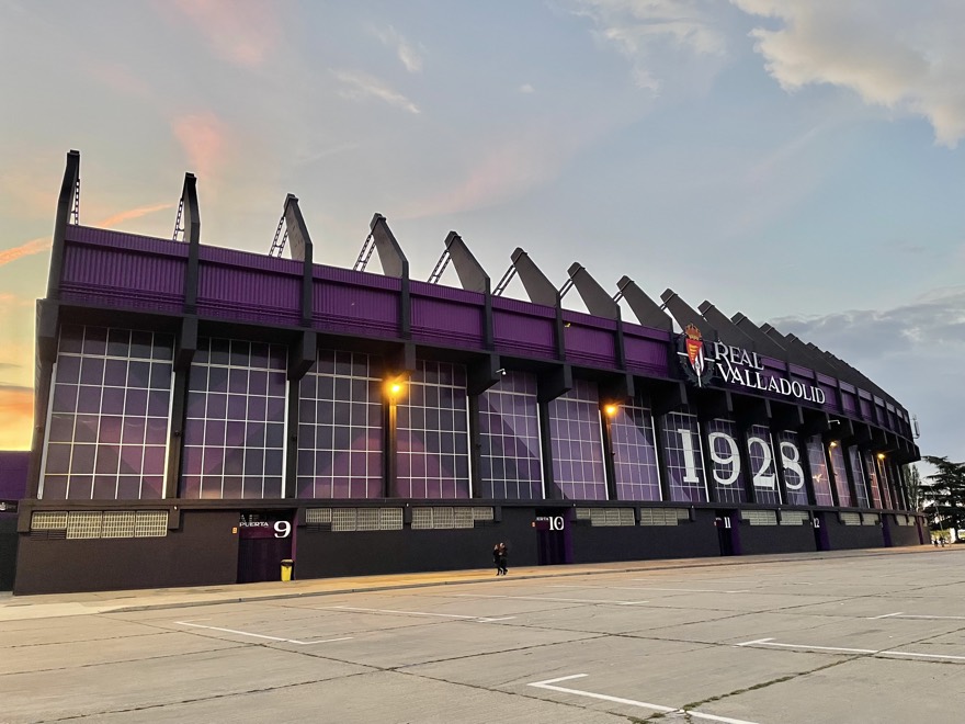 Facade of the José Zorrilla Stadium in Valladolid (Spain) seen from Avenida del Mundial 82.