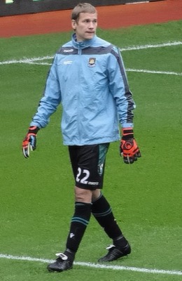 Jussi Jääskeläinen at the Boleyn Ground with West Ham United
