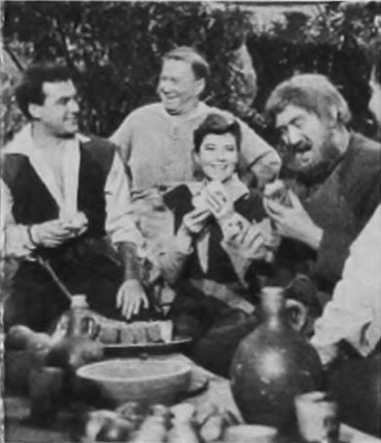 Richard Greene as Robin Hood, James Hayter as Tom the Miller, Bernadette O'Farrell as Maid Marian, Archie Duncan as Little John