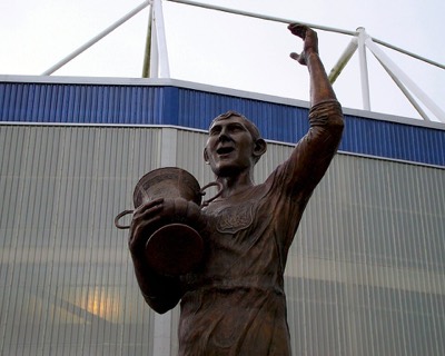 Fred Keenor statue outside Cardiff City Stadium.